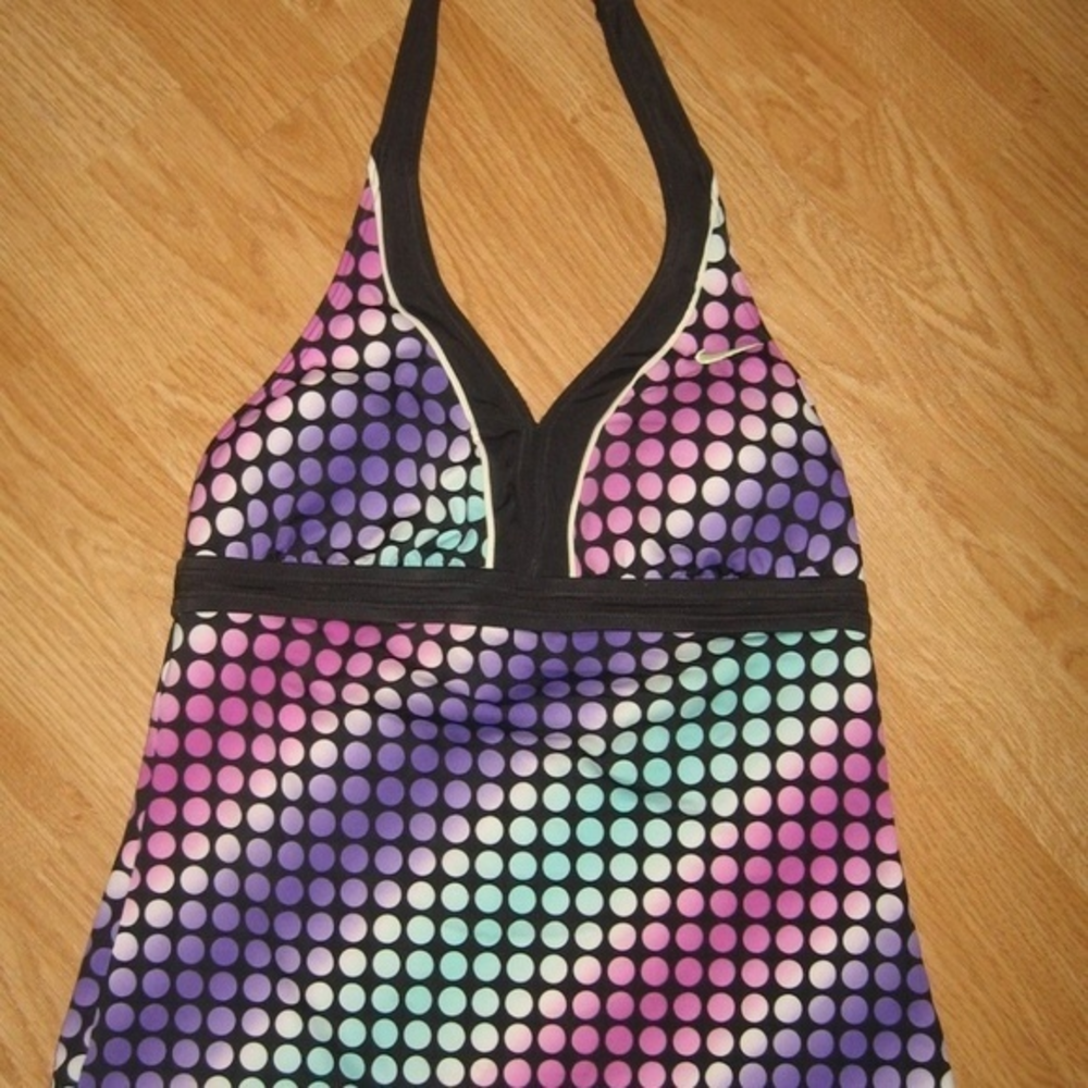 Nike Women’s 6 Halter Tankini Swim Top Black Purple Blue